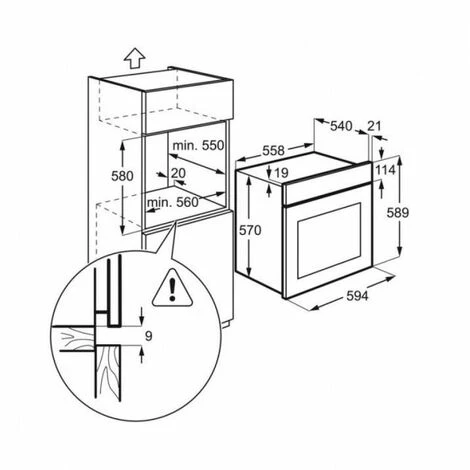 FAURE Four Pyrolyse Encastrable Inox 57L Multifonction Chaleur Brassée - Inox 6 FAURE Four Pyrolyse Encastrable Inox 57L Multifonction Chaleur Brassée - Inox – Image 4