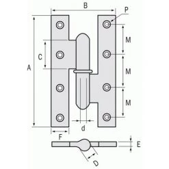 FAURE Paumelle Gauche Menuiserie Bois Renforcée Nœuds Ronds Grand écartement Avec Lames à Bouts Carrés Acier 160 X 90 Mm -FAURE Soldes Boutique 19005226 2