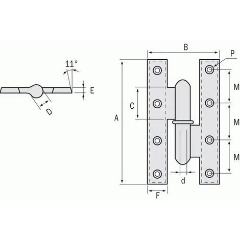 FAURE Paumelle Acier Picarde Zingué Noeud Rond, Lames à Bouts Carrés 190X70 Gauche 4 FAURE Paumelle Acier Picarde Zingué Noeud Rond, Lames à Bouts Carrés 190X70 Gauche – Image 2