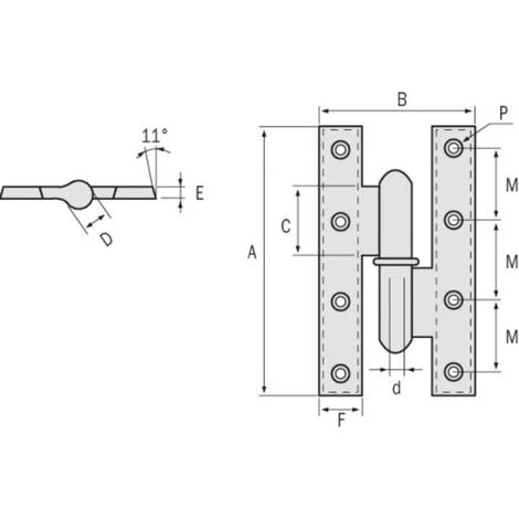 FAURE Paumelle Acier Picarde Zingué Noeud Rond, Lames à Bouts Carrés 190X70 Droite 5 FAURE Paumelle Acier Picarde Zingué Noeud Rond, Lames à Bouts Carrés 190X70 Droite – Image 3