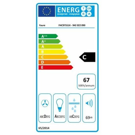 FAURE Hotte Décorative Murale Aspirante Inox Largeur 90cm Débit D'air 500m3/h - Gris 5 FAURE Hotte Décorative Murale Aspirante Inox Largeur 90cm Débit D'air 500m3/h - Gris – Image 3