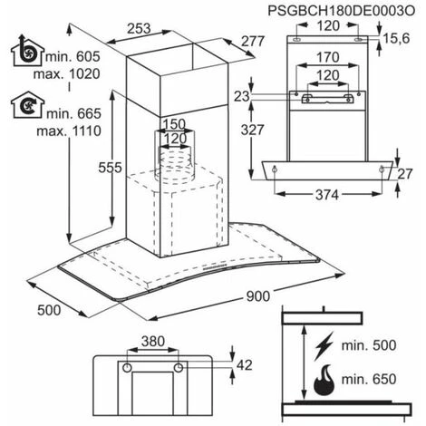 FAURE Hotte Décorative Murale Aspirante Inox Largeur 90cm Débit D'air 500m3/h - Gris 6 FAURE Hotte Décorative Murale Aspirante Inox Largeur 90cm Débit D'air 500m3/h - Gris – Image 4