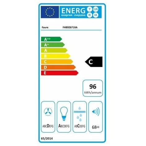 FAURE Hotte Décorative Murale Aspirante Inox Largeur 90cm Débit D'air 600m3/h - Gris 5 FAURE Hotte Décorative Murale Aspirante Inox Largeur 90cm Débit D'air 600m3/h - Gris – Image 3
