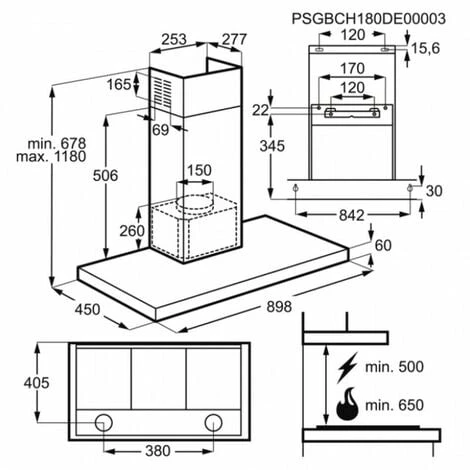 FAURE Hotte Décorative Murale Aspirante Inox Largeur 90cm Débit D'air 600m3/h - Gris 6 FAURE Hotte Décorative Murale Aspirante Inox Largeur 90cm Débit D'air 600m3/h - Gris – Image 4