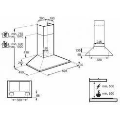 FAURE Hotte Décorative Pyramidale Aspirante Inox Largeur 60cm Débit D'air 420m3/h - Gris -FAURE Soldes Boutique 19455374 4