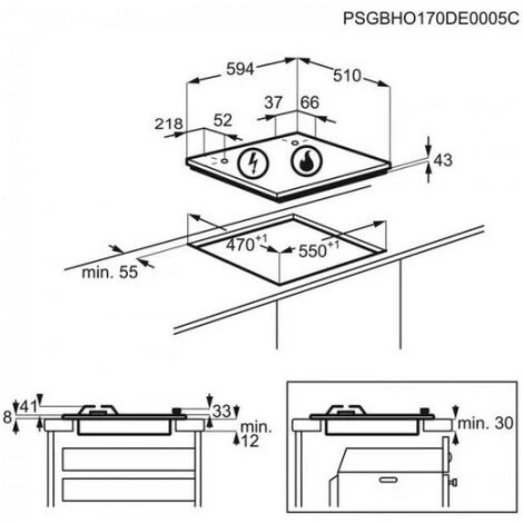 FAURE Table De Cuisson Gaz Email 59cm 4 Foyers Encastrement Facile Design Ultra Fin Noir - Blanc 4 FAURE Table De Cuisson Gaz Email 59cm 4 Foyers Encastrement Facile Design Ultra Fin Noir - Blanc – Image 2