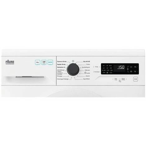 PACK FAURE Lave Linge Frontal 8Kg 1400Trs/min Programme + Sèche-Linge Pompe à Chaleur 7kg - Blanc 6 PACK FAURE Lave Linge Frontal 8Kg 1400Trs/min Programme + Sèche-Linge Pompe à Chaleur 7kg - Blanc – Image 4